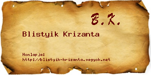 Blistyik Krizanta névjegykártya